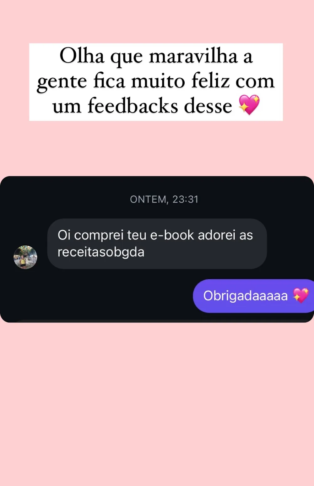 Print da aluna Marta sobre a receita