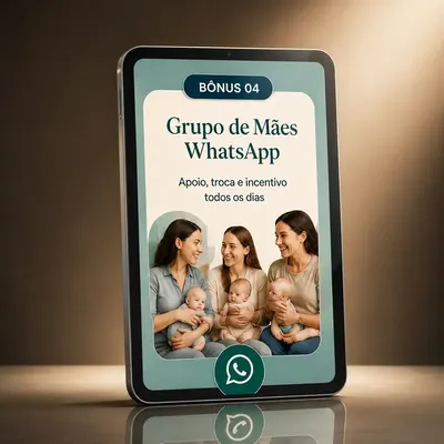 Mockup do bônus Comunidade das Mamães no WhatsApp